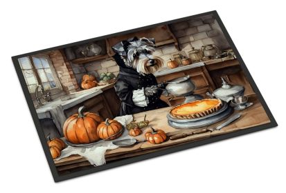 Schnauzer Fall Kitchen Pumpkins Doormat Front Door Mat Indoor Outdoor Rugs for Entryway, Non Slip Washable Low Pile, 24H X 36W