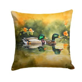 Mallard Throw Pillow Machine Washable, Indoor Outdoor Decorative Pillow for Couch, Bed or Patio, 14Hx14W
