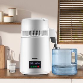 1.1Gal Water Distiller, 0.3Gal/H, 750W Distilled Water Maker Machine 0-99H Timing Set Temp Display, 304 Stainless Steel Countertop Distiller Plas (Option: White)