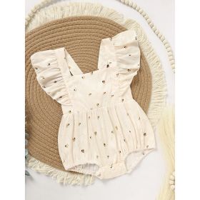 Baby Girl Honeybee Bubble Romper - 1st Bee Day Romper, Infant Bee Birthday Outfit, Cute Bee Romper For Baby (Option: Apricot-6to9 Months)
