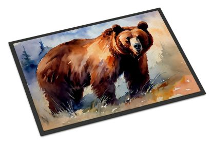 NEW Grizzly Bear Doormat Front Door Mat Indoor Outdoor Rugs for Entryway, Non Slip Washable Low Pile, 18H X 27W (Default: Default)