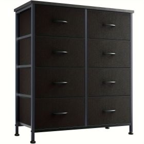 Dresser for Bedroom with 8 Drawers Tall Dresser & Chest of Drawers Fabric Dresser with Wood Top and Sturdy Steel Frame (Color: black)