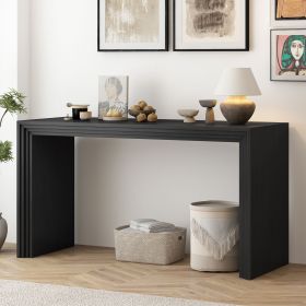 Modern Style Console Table made of Paulownia Solid Wood Veneer,Suitable for Foyer, Living Room, or Entryway (Color: black, Material: MDF)