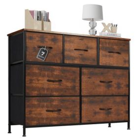 Desser For Bedroom With 7 Fabric Drawers Organizer Storage Closet Chest Clothes For Living Room Display Cabinet Of Furniture (Color: Brown)