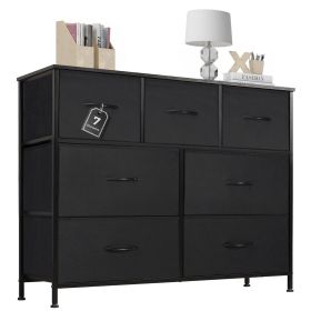Desser For Bedroom With 7 Fabric Drawers Organizer Storage Closet Chest Clothes For Living Room Display Cabinet Of Furniture (Color: black)