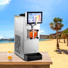 Commercial Slushy Machine, 8L / 2.1 Gal Single Bowl, Cool And Freeze Modes, 1050W Stainless Steel Margarita Smoothie Frozen Drink Maker, Slushie (Option: silver)